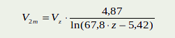formule de correction du vent mesuré à la hauteur Z (en m)
